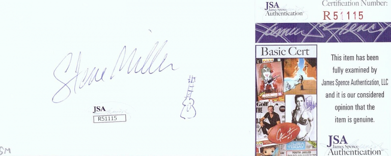 STEVE MILLER SIGNED AUTOGRAPH 3×5 INDEX CARD WITH SKETCH JSA COA COLLECTIBLE MEMORABILIA