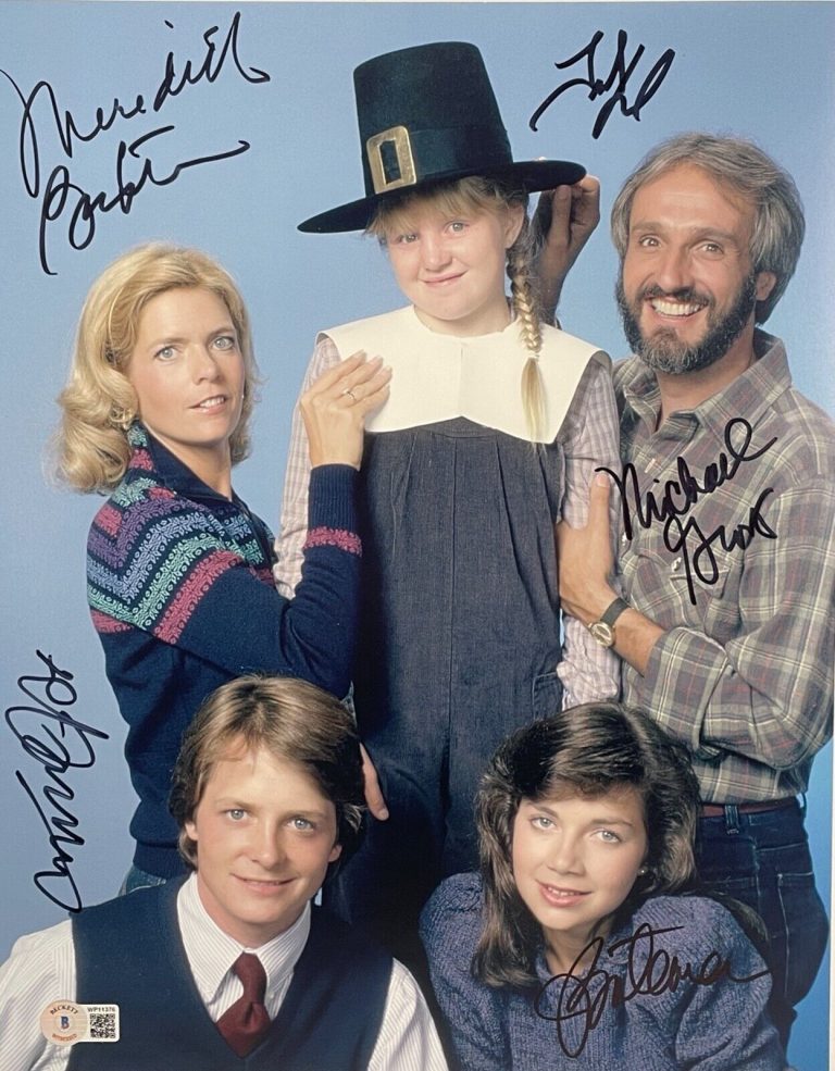 FAMILY TIES MICHAEL J. FOX GROSS BAXTER +2 SIGNED AUTOGRAPH 11X14 PHOTO JSA COLLECTIBLE MEMORABILIA