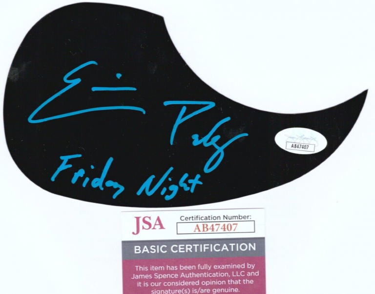 ERIC PASLAY SIGNED AUTOGRAPH FRIDAY NIGHT ACOUSTIC GUITAR PICKGUARD JSA COLLECTIBLE MEMORABILIA