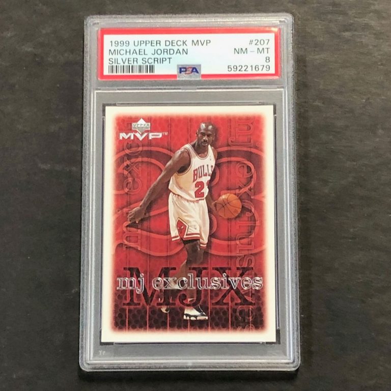 1999 UPPER DECK MVP #207 MICHAEL JORDAN PSA 8 NM-MT SILVER SCRIPT COLLECTIBLE MEMORABILIA