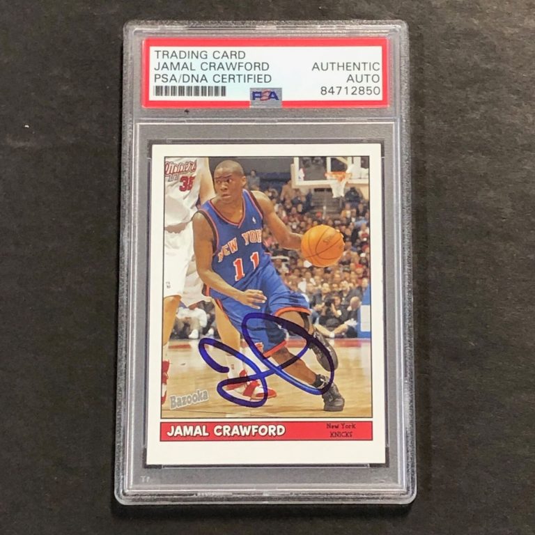 2005-06 TOPPS BAZOOKA #42 JAMAL CRAWFORD SIGNED CARD AUTO PSA SLABBED KNICKS COLLECTIBLE MEMORABILIA