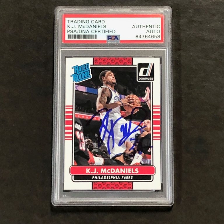 2014-15 PANINI DONRUSS #231 KJ MCDANIELS SIGNED CARD AUTO PSA SLABBED RC 76ERS COLLECTIBLE MEMORABILIA