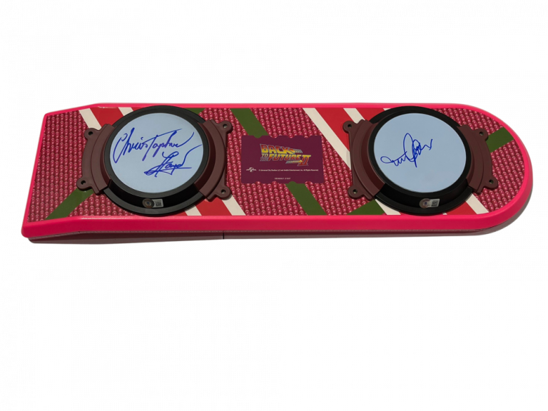 MICHAEL J FOX CHRISTOPHER LLOYD SIGNED BACK TO THE FUTURE HOVERBOARD BECKETT 38 COLLECTIBLE MEMORABILIA