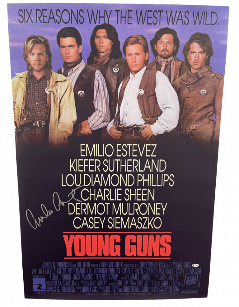 EMILIO ESTEVEZ SIGNED YOUNG GUNS FULL SIZE POSTER AUTHENTIC AUTOGRAPH BECKETT 1 COLLECTIBLE MEMORABILIA
