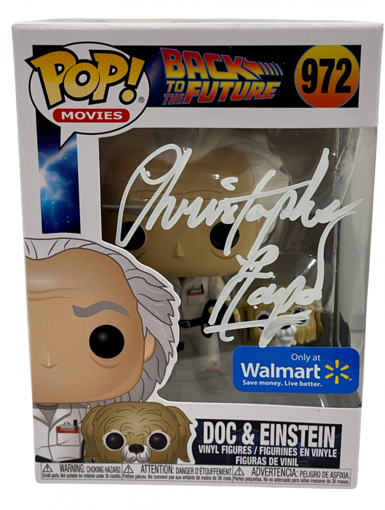 CHRISTOPHER LLOYD SIGNED BACK TO THE FUTURE DOC BROWN FUNKO 972 BECKETT 36 COLLECTIBLE MEMORABILIA