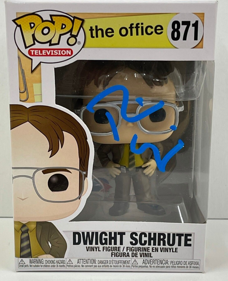 RAINN WILSON DWIGHT SCHRUTE SIGNED THE OFFICE FUNKO FIGURE 871 BECKETT COA 130 COLLECTIBLE MEMORABILIA
