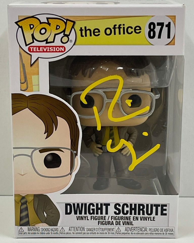 RAINN WILSON DWIGHT SCHRUTE SIGNED THE OFFICE FUNKO FIGURE 871 BECKETT COA 66 COLLECTIBLE MEMORABILIA
