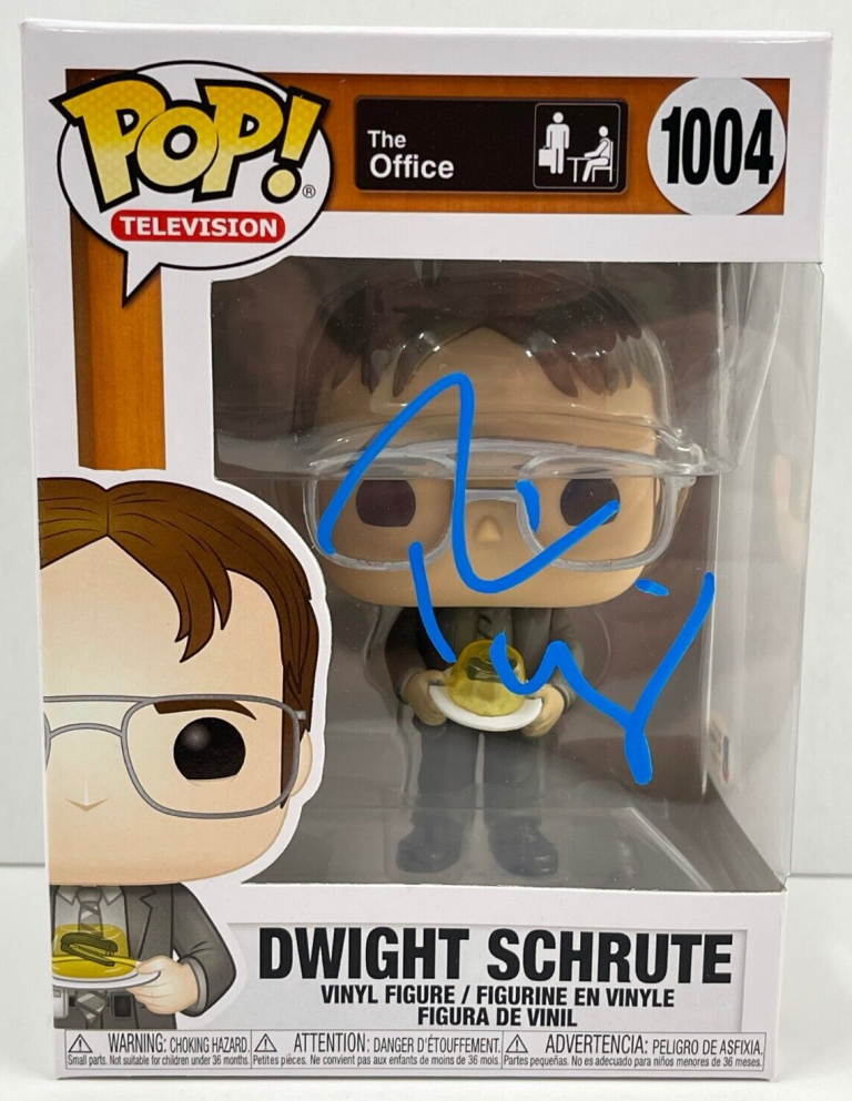 RAINN WILSON DWIGHT SCHRUTE SIGNED THE OFFICE FUNKO FIGURE 1004 BECKETT COA 8 COLLECTIBLE MEMORABILIA