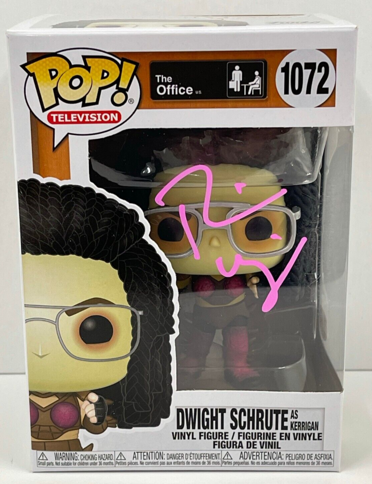 RAINN WILSON DWIGHT SCHRUTE SIGNED THE OFFICE FUNKO FIGURE 1072 BECKETT COA 8 COLLECTIBLE MEMORABILIA
