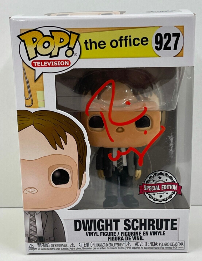 RAINN WILSON DWIGHT SCHRUTE SIGNED THE OFFICE FUNKO FIGURE 927 BECKETT COA 8 COLLECTIBLE MEMORABILIA