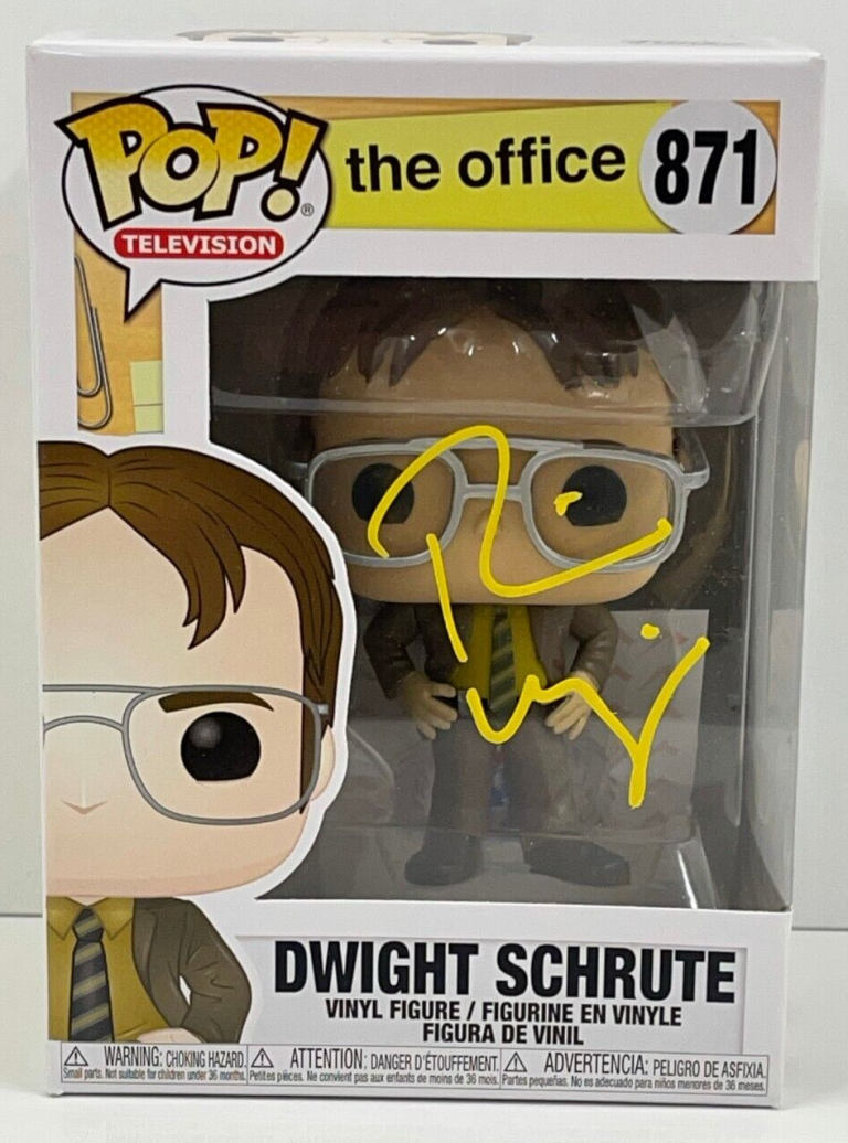 RAINN WILSON DWIGHT SCHRUTE SIGNED THE OFFICE FUNKO FIGURE 871 BECKETT COA 46 COLLECTIBLE MEMORABILIA