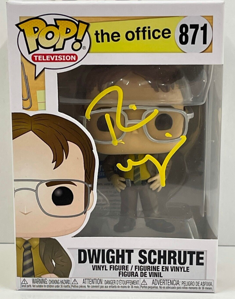 RAINN WILSON DWIGHT SCHRUTE SIGNED THE OFFICE FUNKO FIGURE 871 BECKETT COA 58 COLLECTIBLE MEMORABILIA