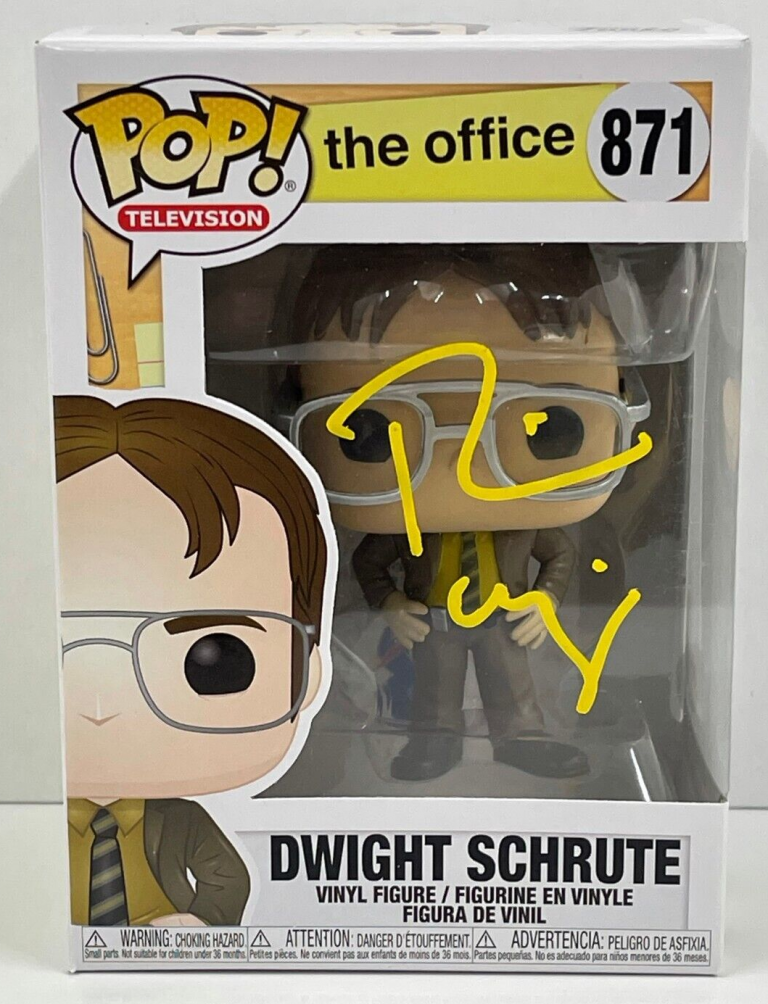 RAINN WILSON DWIGHT SCHRUTE SIGNED THE OFFICE FUNKO FIGURE 871 BECKETT COA 39 COLLECTIBLE MEMORABILIA