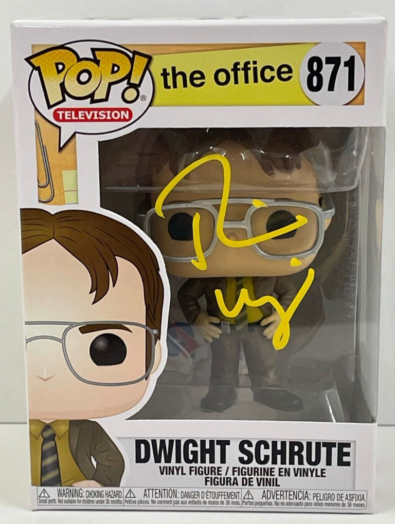RAINN WILSON DWIGHT SCHRUTE SIGNED THE OFFICE FUNKO FIGURE 871 BECKETT COA 35 COLLECTIBLE MEMORABILIA