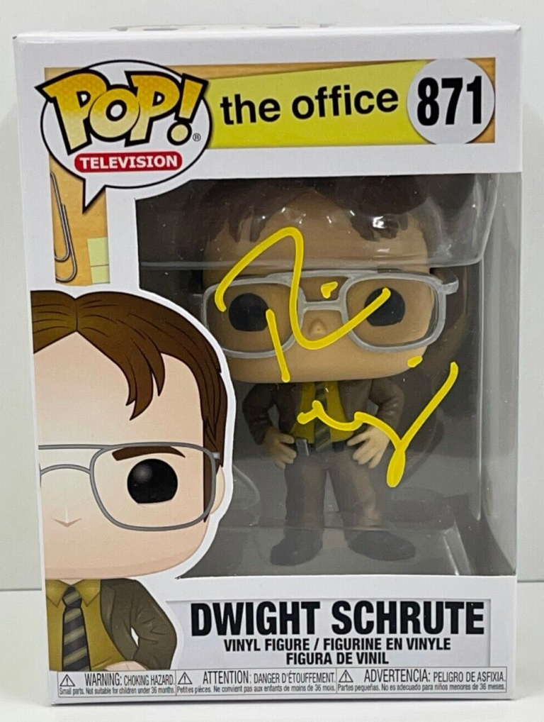 RAINN WILSON DWIGHT SCHRUTE SIGNED THE OFFICE FUNKO FIGURE 871 BECKETT COA 29 COLLECTIBLE MEMORABILIA