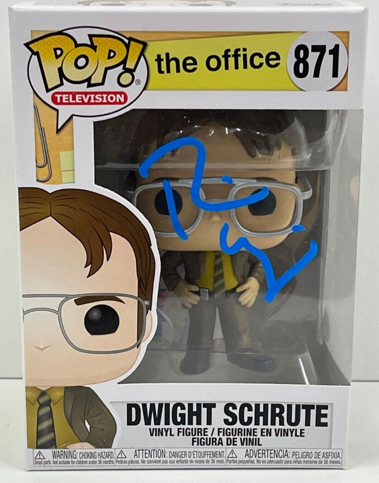 RAINN WILSON DWIGHT SCHRUTE SIGNED THE OFFICE FUNKO FIGURE 871 BECKETT COA 129 COLLECTIBLE MEMORABILIA