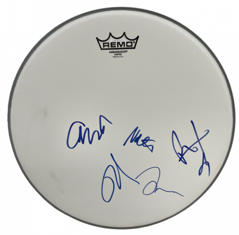 FOO FIGHTERS COMPLETE BAND SIGNED DRUMHEAD GROHL HAWKINS AUTOGRAPH PSA LOA 2 COLLECTIBLE MEMORABILIA