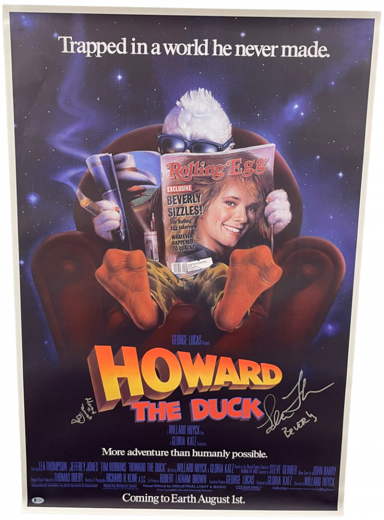 Ed Gale Lea Thompson Signed Howard The Duck Full Size Movie Poster Beckett Coa Autographia