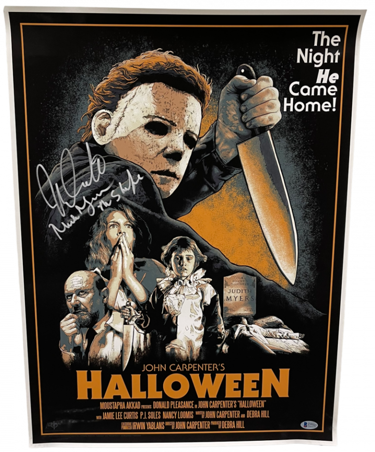 NICK CASTLE SIGNED HALLOWEEN MONDO POSTER 24X18 AUTHENTIC AUTOGRAPH BECKETT 1 COLLECTIBLE MEMORABILIA
