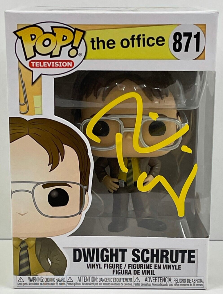 RAINN WILSON DWIGHT SCHRUTE SIGNED THE OFFICE FUNKO FIGURE 871 BECKETT COA 85 COLLECTIBLE MEMORABILIA