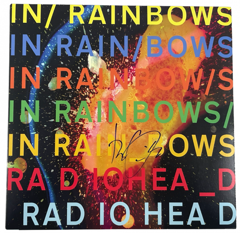 THOM YORKE RADIOHEAD SIGNED IN RAINBOWS ALBUM VINYL AUTHENTIC AUTOGRAPH BECKETT COLLECTIBLE MEMORABILIA