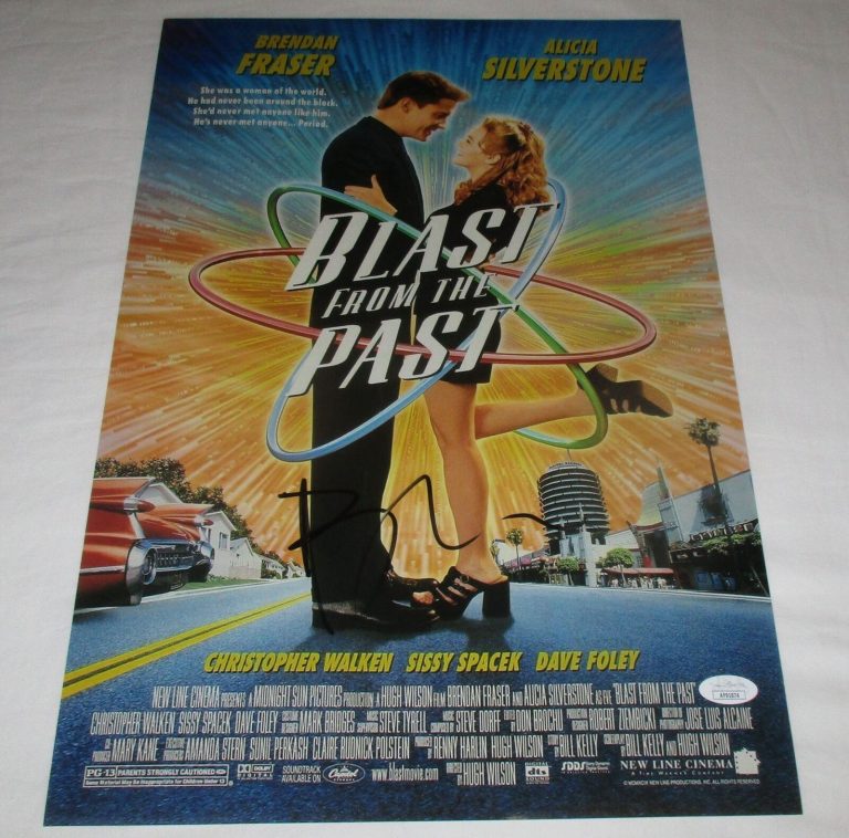 BRENDAN FRASER SIGNED BLAST FROM THE PAST 12X18 MOVIE POSTER JSA COLLECTIBLE MEMORABILIA