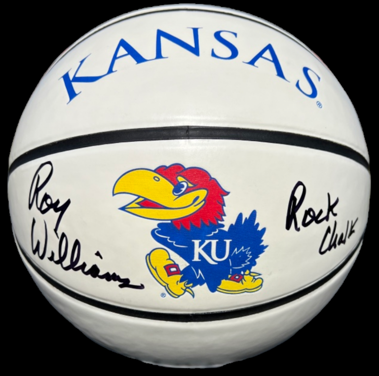 ROY WILLIAMS SIGNED AUTOGRAPHED KANSAS JAYHAWKS LOGO BASKETBALL ROCK CHALK JSA COLLECTIBLE MEMORABILIA