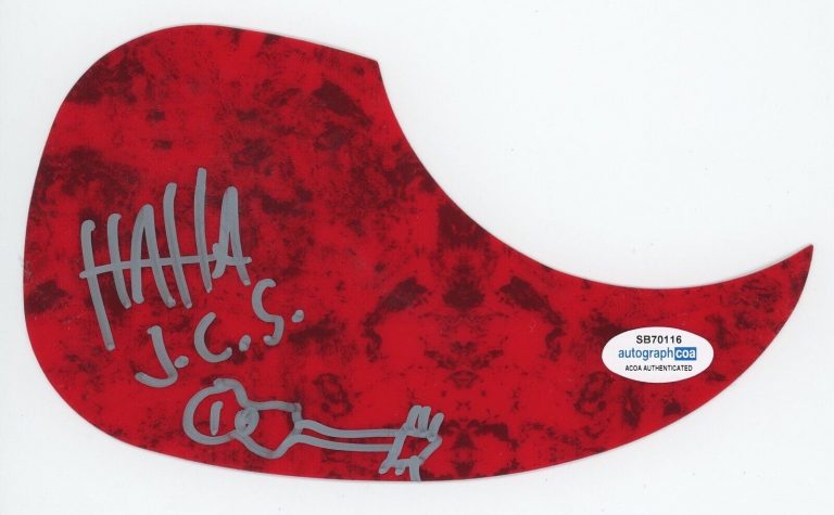 JIMI HAHA JIMMIES CHICKEN SHACK SIGNED AUTOGRAPH ACOUSTIC GUITAR PICKGUARD ACOA COLLECTIBLE MEMORABILIA