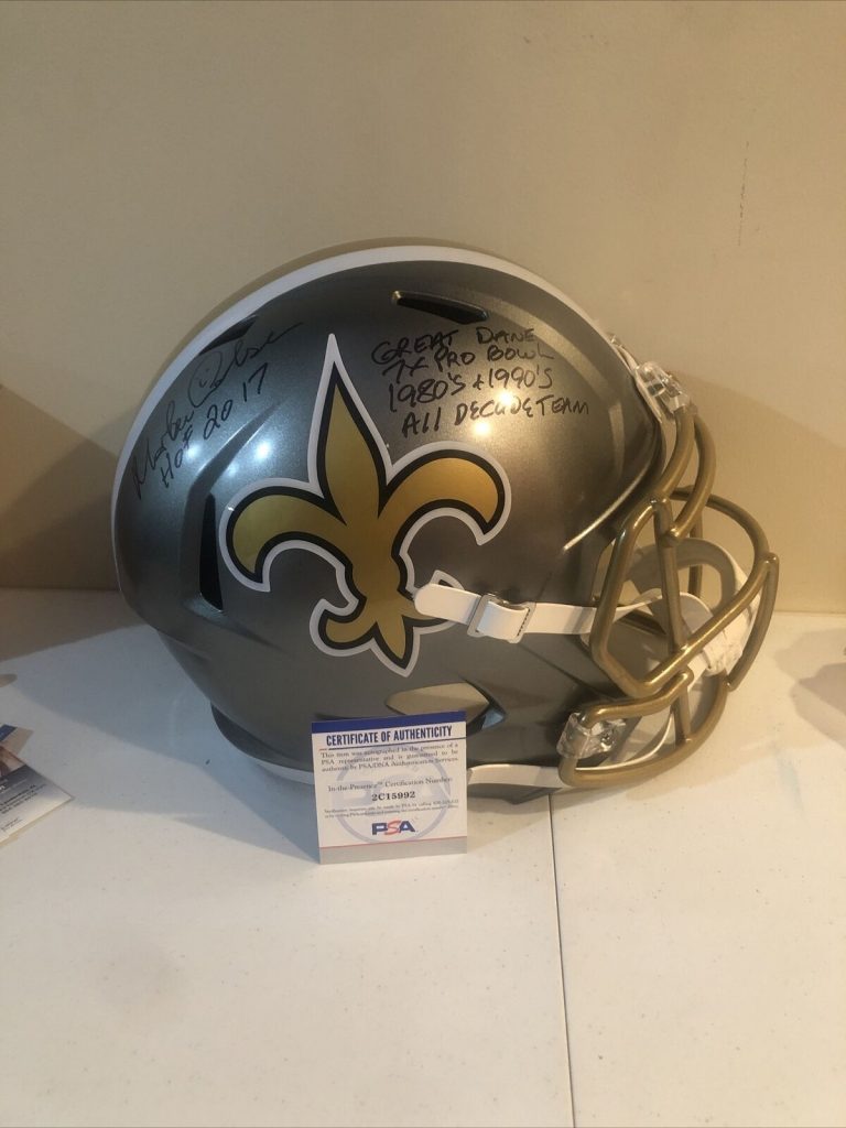 NEW ORLEANS SAINTS- MORTEN ANDERSEN SIGNED AUTOGRAPH FLASH FULL SIZE HEMET PSA! COLLECTIBLE MEMORABILIA