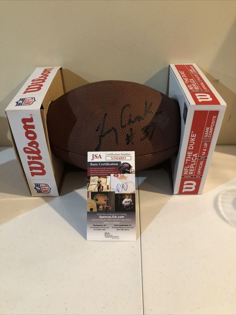 MIAMI DOLPHINS- LARRY CSONKA SIGNED AUTOGRAPH DUKE REPLICA FOOTBALL JSA COA CUSE COLLECTIBLE MEMORABILIA