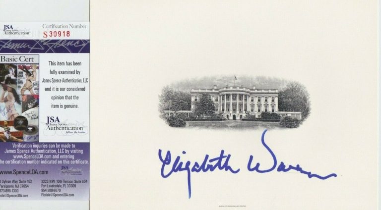 ELIZABETH WARREN SIGNED BEP WHITE HOUSE ENGRAVING JSA COA #S30918 SENATOR COLLECTIBLE MEMORABILIA