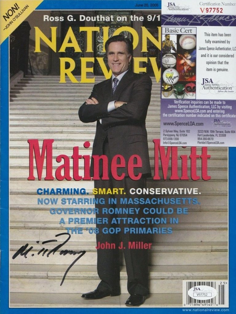 MITT ROMNEY SIGNED NATIONAL REVIEW MAGAZINE W/ JSA COA #V97752 COLLECTIBLE MEMORABILIA