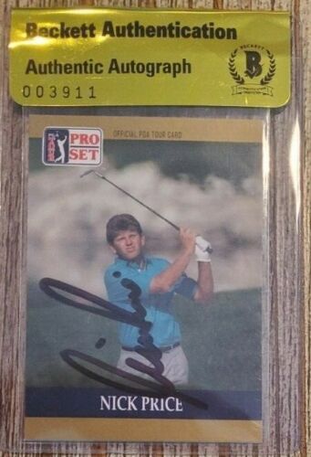 NICK PRICE SIGNED 1990 PRO SET CARD #23 BAS COA BECKETT SEAL OF AUTHENTICITY COLLECTIBLE MEMORABILIA