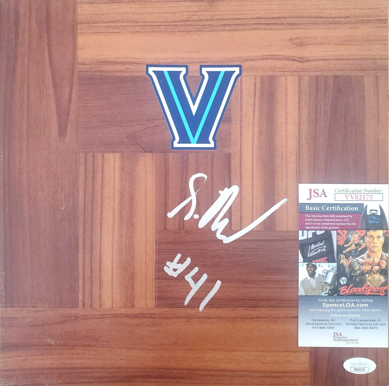 SADDIQ BEY SIGNED FLOORBOARD JSA COA #VV02175 VILLANOVA WILDCATS DETROIT PISTONS COLLECTIBLE MEMORABILIA