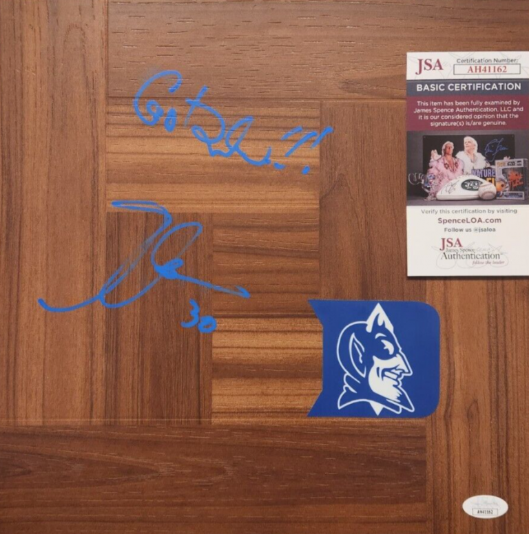 ALAA ABDELNABY SIGNED FLOORBOARD W JSA COA #AH41162 DUKE BLUE DEVILS “GO DUKE!!” COLLECTIBLE MEMORABILIA