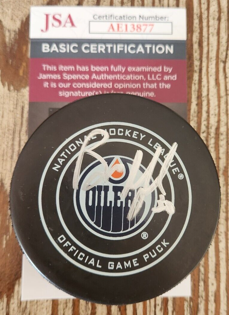 BILL RANFORD SIGNED OFFICIAL NHL GAME PUCK W/ JSA COA #AE13877 EDMONTON OILERS COLLECTIBLE MEMORABILIA
