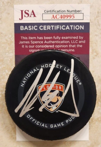 AARON EKBLAD SIGNED OFFICIAL NHL GAME PUCK W/ JSA COA #AC40995 FLORIDA PANTHERS COLLECTIBLE MEMORABILIA