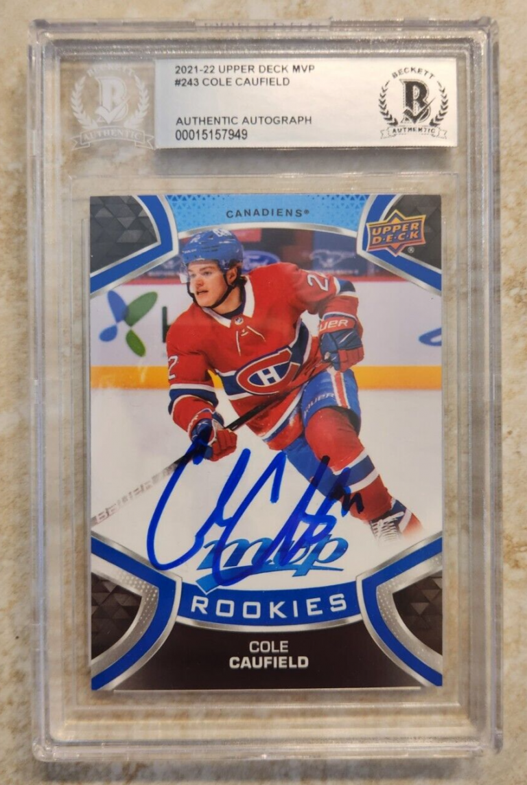 COLE CAUFIELD SIGNED 2021-22 UPPER DECK MVP CARD BECKETT ENCAPSULATION ROOKIE RC COLLECTIBLE MEMORABILIA
