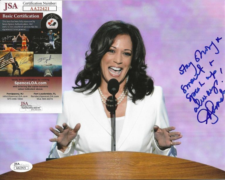 KAMALA HARRIS SIGNED 8×10 PHOTO W/ JSA COA #AA22421 VICE PRESIDENT JOE BIDEN COLLECTIBLE MEMORABILIA