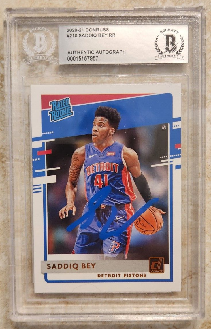 SADDIQ BEY SIGNED 2020-21 DONRUSS CARD W/ BAS COA BECKETT ENCAPSULATION ROOKIE COLLECTIBLE MEMORABILIA