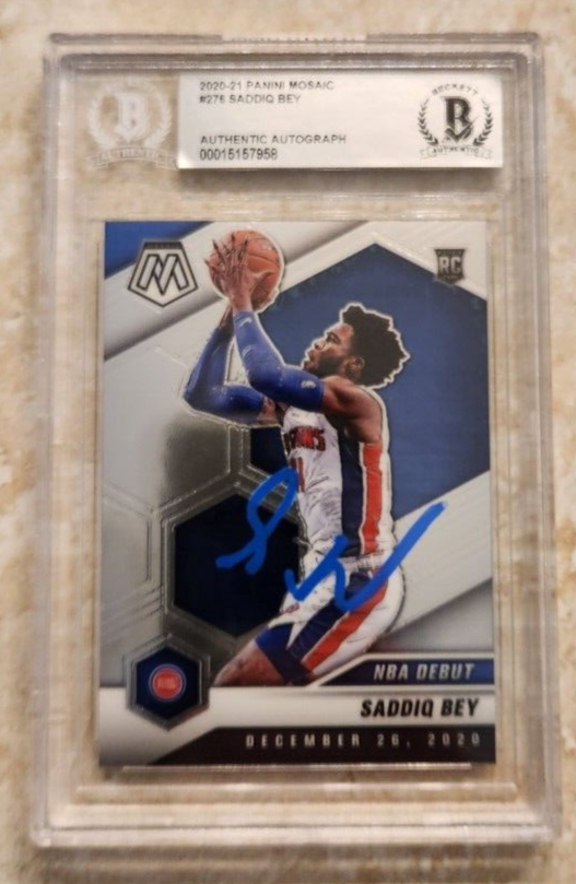 SADDIQ BEY SIGNED 20-21 PANINI MOSAIC CARD BAS COA BECKETT ENCAPSULATION ROOKIE COLLECTIBLE MEMORABILIA