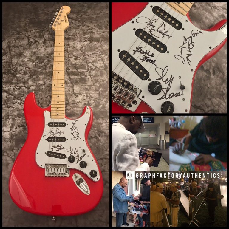 GFA RARE BAND X5 * SLY AND THE FAMILY STONE * SIGNED ELECTRIC GUITAR AD3 COA COLLECTIBLE MEMORABILIA