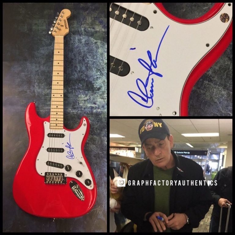 GFA WILD THING RICKY VAUGHN * CHARLIE SHEEN * SIGNED ELECTRIC GUITAR PROOF COA COLLECTIBLE MEMORABILIA