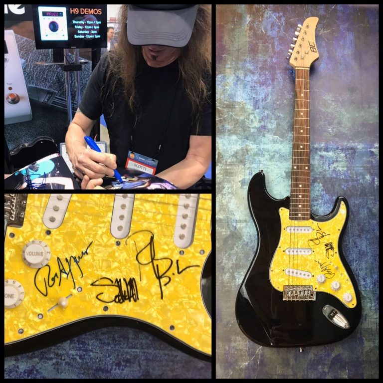 GFA SCOTTI, RACHEL & ROB BAND * SKID ROW * SIGNED ELECTRIC GUITAR PROOF AD1 COA COLLECTIBLE MEMORABILIA