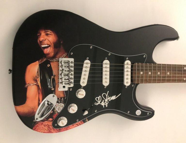 GFA SLY AND THE FAMILY STONE * SLY STONE * SIGNED ELECTRIC SKIN GUITAR PROOF COA COLLECTIBLE MEMORABILIA