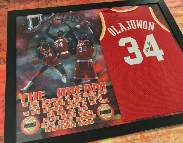 JSA HOUSTON ROCKETS * HAKEEM THE DREAM OLAJUWON * SIGNED FRAMED JERSEY COA COLLECTIBLE MEMORABILIA