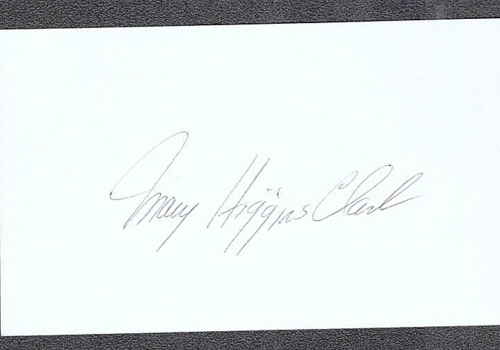 MARY HIGGINS CLARK SIGNED AUTOGRAPH 3×5 INDEX CARD COLLECTIBLE MEMORABILIA