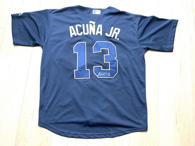 RONALD ACUNA SENIOR HAND SIGNED ATLANTA BRAVES JERSEY
 COLLECTIBLE MEMORABILIA