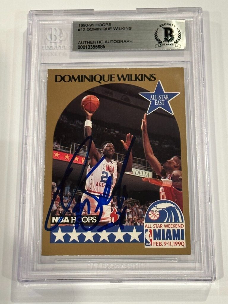 DOMINIQUE WILKINS SIGNED 1990-91 HOOPS CARD #12 BECKETT AUTHENTICATED BAS
 COLLECTIBLE MEMORABILIA