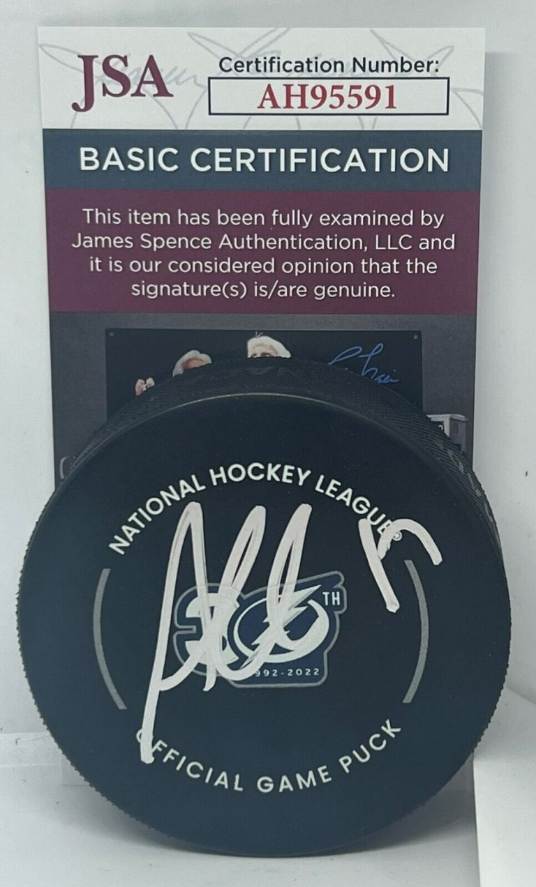 ALEX KILLORN SIGNED TAMPA BAY LIGHTNING 30TH ANNIVERSARY OFFICIAL GAME PUCK JSA COLLECTIBLE MEMORABILIA
